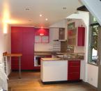 Philippe Nourisson, Menuisier- - agencement-decoration - catalogue-espace-cuisine - Cuisine rouge et granit